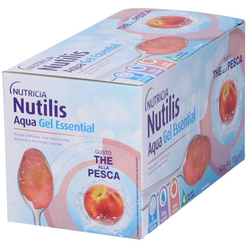 Confezione sigillata di Nutricia Nutilis Aqua Essential Acqua Gelificata Gel The Pesca 4x125g Confezione sigillata di Nutricia Nutilis Aqua Essential Acqua Gelificata Gel The Pesca 4x125g