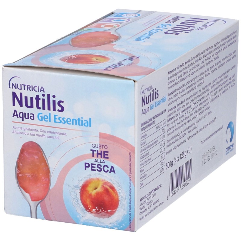 Aspetto del prodotto Nutricia Nutilis Aqua Essential Acqua Gelificata Gel The Pesca 4x125g Aspetto del prodotto Nutricia Nutilis Aqua Essential Acqua Gelificata Gel The Pesca 4x125g