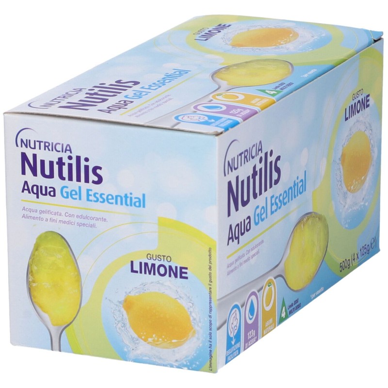 Immagine reale di Nutricia Nutilis Aqua Essential Acqua Gelificata Gel Limone 4x125g Immagine reale di Nutricia Nutilis Aqua Essential Acqua Gelificata Gel Limone 4x125g