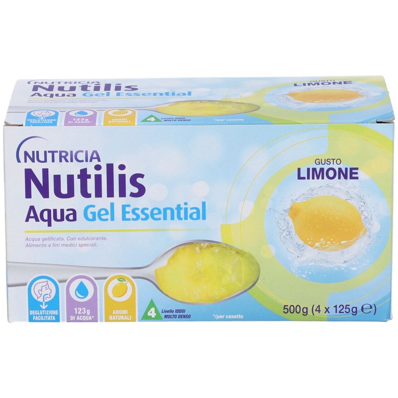 Vista del prodotto Nutricia Nutilis Aqua Essential Acqua Gelificata Gel Limone 4x125g Vista del prodotto Nutricia Nutilis Aqua Essential Acqua Gelificata Gel Limone 4x125g