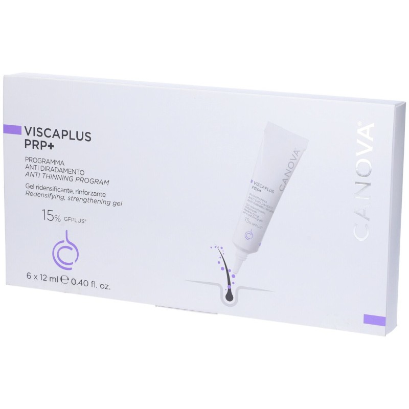 Scatola originale del prodotto Viscaplus PRP+ per Caduta dei Capelli Confezione da 6 Tubi da 12 ml ciascuno
