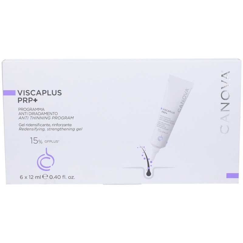 Foto illustrativa del packaging di Viscaplus PRP+ per Caduta dei Capelli Confezione da 6 Tubi da 12 ml ciascuno