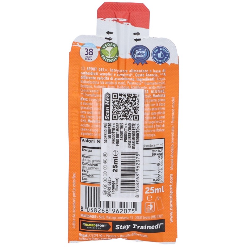 Aspetto del prodotto Named Sport Gel Bustina Energetica Gusto Arancia 25ml Aspetto del prodotto Named Sport Gel Bustina Energetica Gusto Arancia 25ml