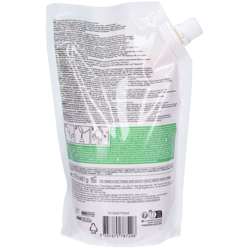Primo piano di Vichy Dercos Sensisol Shampoo Anti Forfora per Capelli Secchi Ricarica 500 ml Primo piano di Vichy Dercos Sensisol Shampoo Anti Forfora per Capelli Secchi Ricarica 500 ml