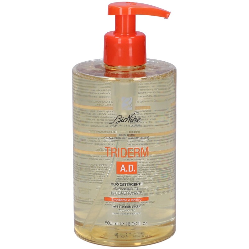 Aspetto del prodotto Bionike Triderm AD Olio Detergente per Pelle Atopica 500 ml Aspetto del prodotto Bionike Triderm AD Olio Detergente per Pelle Atopica 500 ml