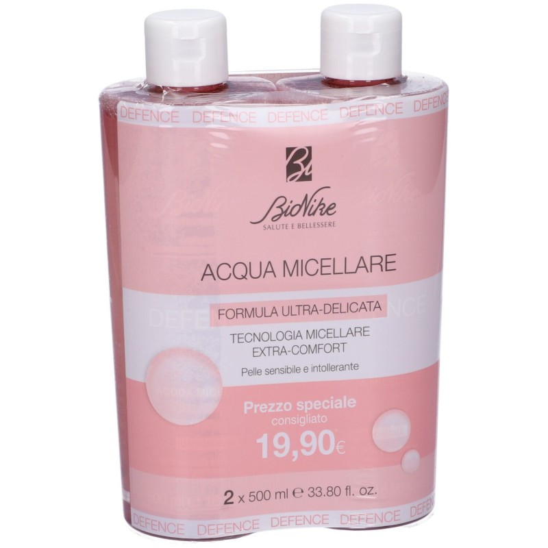 Foto esplicativa di Bionike Defence Acqua Micellare Ultra Delicata Confezione Doppia 2x500 ml Foto esplicativa di Bionike Defence Acqua Micellare Ultra Delicata Confezione Doppia 2x500 ml