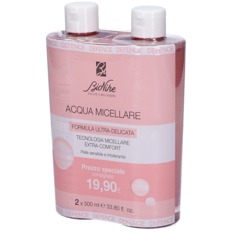 Packaging del prodotto Bionike Defence Acqua Micellare Ultra Delicata Confezione Doppia 2x500 ml Packaging del prodotto Bionike Defence Acqua Micellare Ultra Delicata Confezione Doppia 2x500 ml
