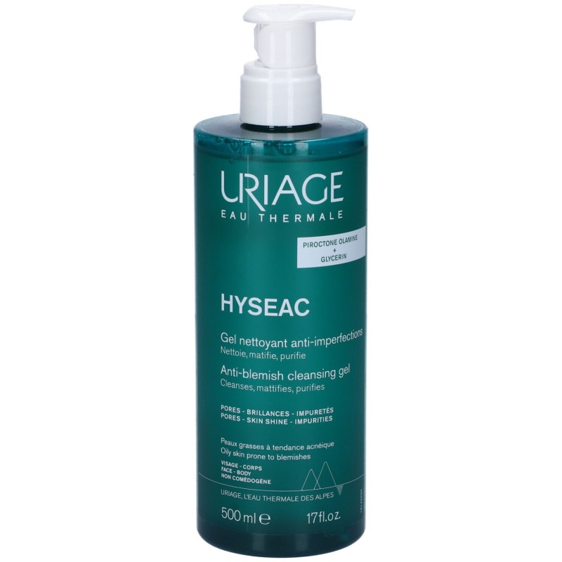 Primo piano di Uriage Hyseac Gel Detergente per Acne 500ml Primo piano di Uriage Hyseac Gel Detergente per Acne 500ml