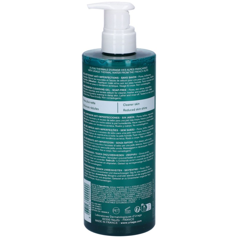 Presentazione grafica di Uriage Hyseac Gel Detergente per Acne 500ml Presentazione grafica di Uriage Hyseac Gel Detergente per Acne 500ml