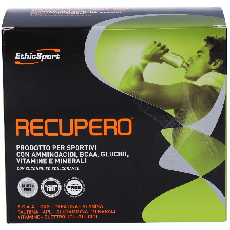 Primo piano di Ethicsport Recupero per Recupero Post-Allenamento 20 Buste da 16,5g Primo piano di Ethicsport Recupero per Recupero Post-Allenamento 20 Buste da 16,5g