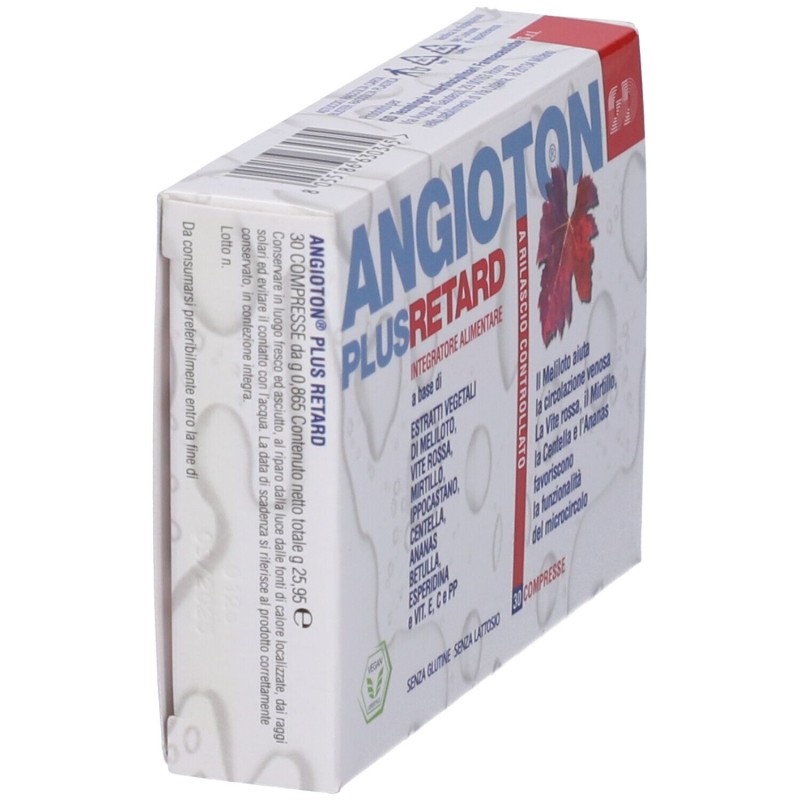Primo piano di Angioton Plus Retard Integratore per Gambe 30 Compresse