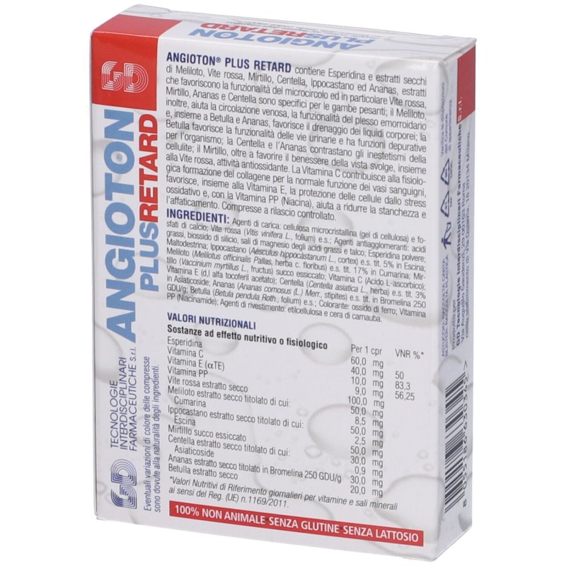 Vista del prodotto Angioton Plus Retard Integratore per Gambe 30 Compresse