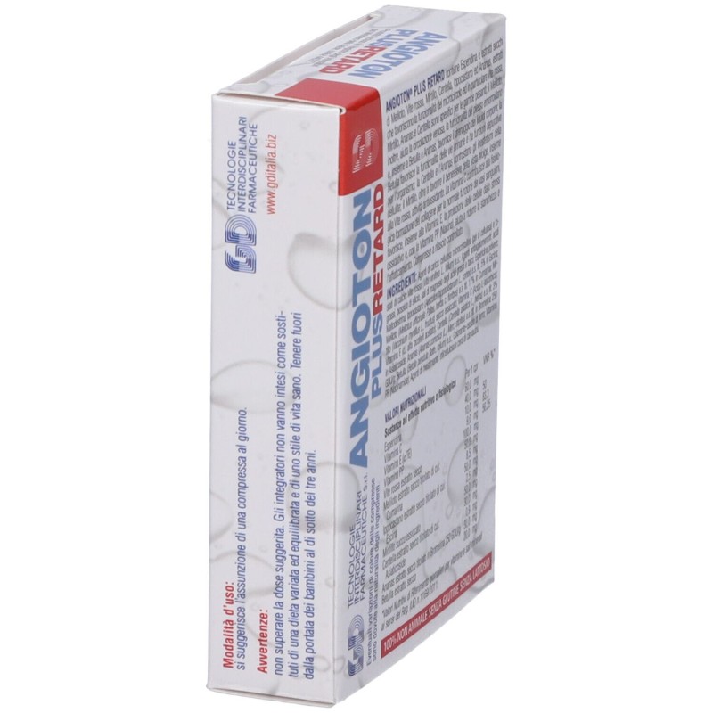 Presentazione grafica di Angioton Plus Retard Integratore per Gambe 30 Compresse