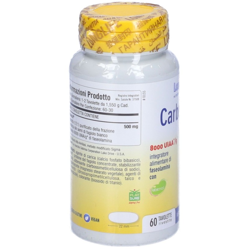 Confezione commerciale diLonglife Carbo Stop Integratore per Metabolismo dei Carboidrati 60 Tavolette Confezione commerciale diLonglife Carbo Stop Integratore per Metabolismo dei Carboidrati 60 Tavolette