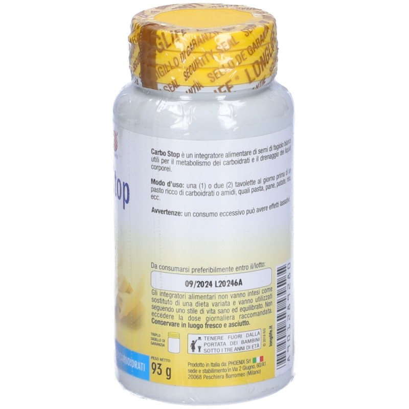 Primo piano di Longlife Carbo Stop Integratore per Metabolismo dei Carboidrati 60 Tavolette Primo piano di Longlife Carbo Stop Integratore per Metabolismo dei Carboidrati 60 Tavolette