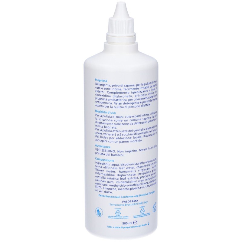 Vista del prodotto Valderma Fisian Detergente con Clorexidina 500ml Vista del prodotto Valderma Fisian Detergente con Clorexidina 500ml