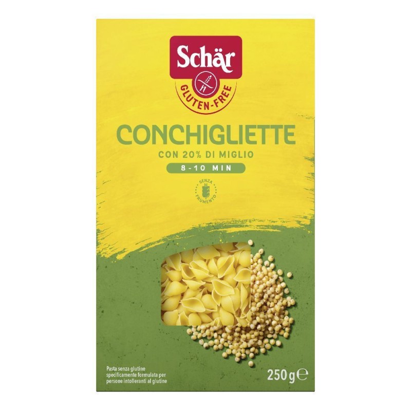 Dettaglio del packaging di Schar Conchigliette Senza Glutine 250g Dettaglio del packaging di Schar Conchigliette Senza Glutine 250g