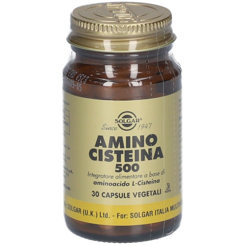 Primo piano di Solgar Amino Cisteina 500 Integratore per Capelli e Unghie 30 Capsule Vegetali Primo piano di Solgar Amino Cisteina 500 Integratore per Capelli e Unghie 30 Capsule Vegetali