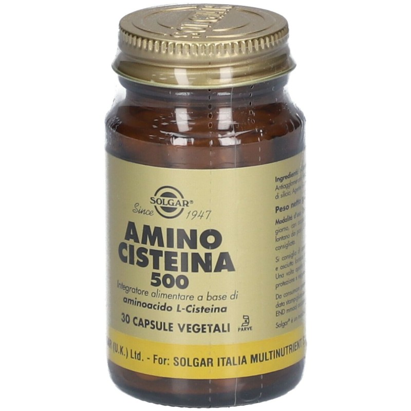 Pack ufficiale del prodotto Solgar Amino Cisteina 500 Integratore per Capelli e Unghie 30 Capsule Vegetali Pack ufficiale del prodotto Solgar Amino Cisteina 500 Integratore per Capelli e Unghie 30 Capsule Vegetali