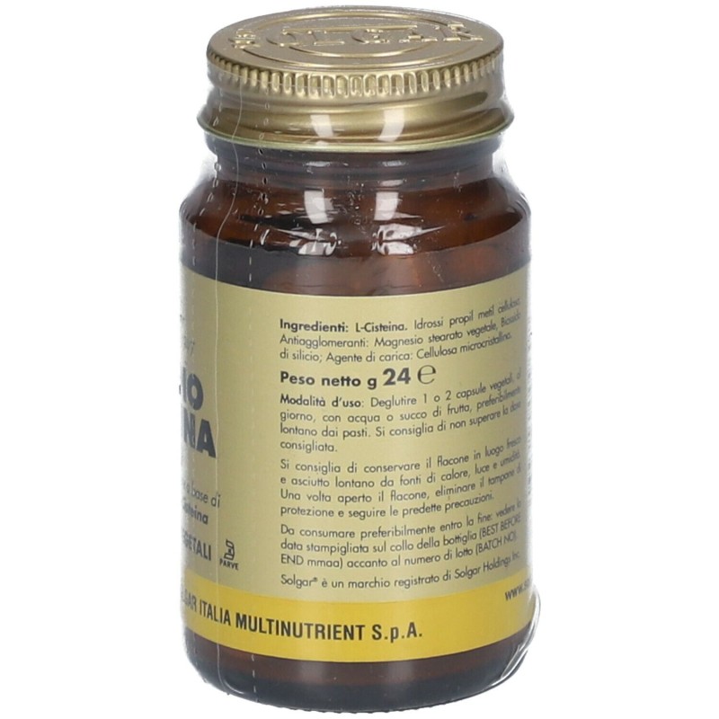 Aspetto del prodotto Solgar Amino Cisteina 500 Integratore per Capelli e Unghie 30 Capsule Vegetali Aspetto del prodotto Solgar Amino Cisteina 500 Integratore per Capelli e Unghie 30 Capsule Vegetali
