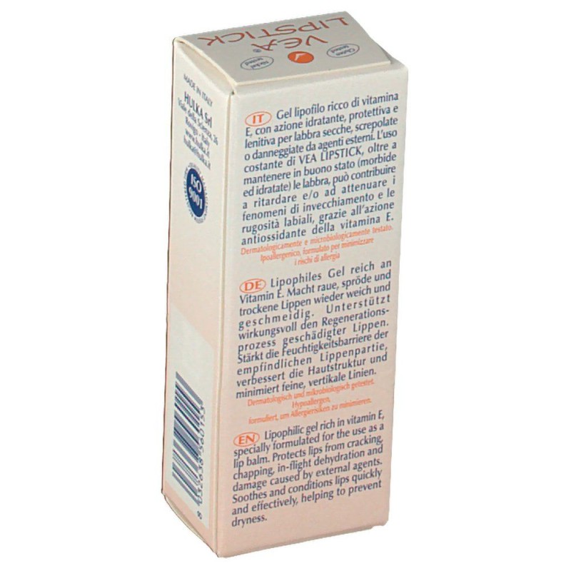 Confezione commerciale diVea Lipstick Lipogel Trattamento Labbra 10ml