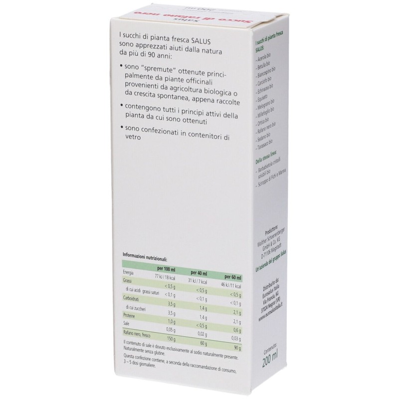 Packaging del prodotto Salus Rafano Nero Succo Integratore per Intestino 200ml Packaging del prodotto Salus Rafano Nero Succo Integratore per Intestino 200ml