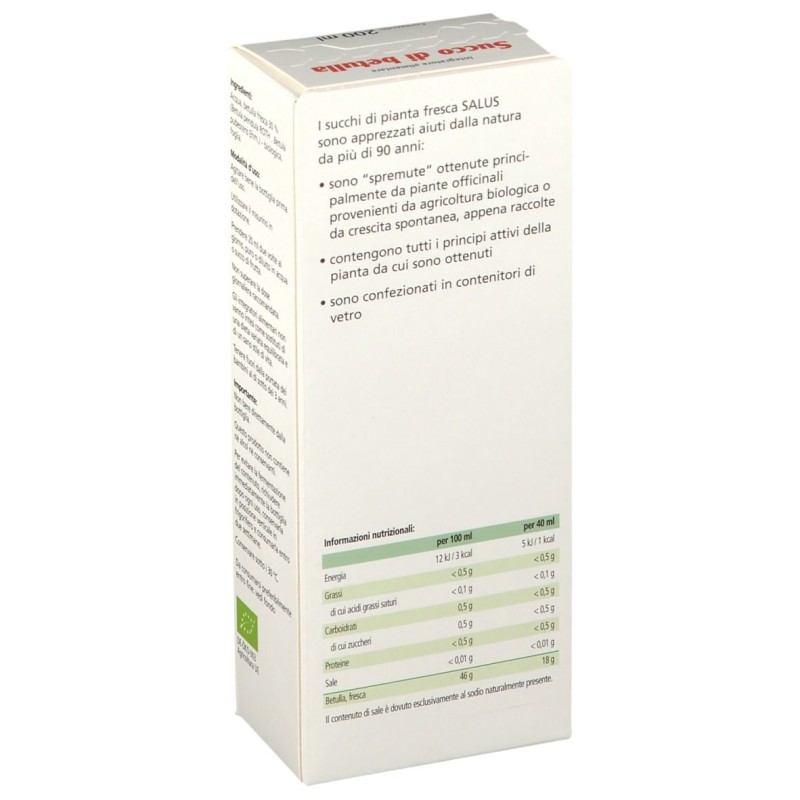 Visualizzazione chiara di Salus Succo di Betulla Bio Integratore per Drenaggio Liquidi 200ml Visualizzazione chiara di Salus Succo di Betulla Bio Integratore per Drenaggio Liquidi 200ml