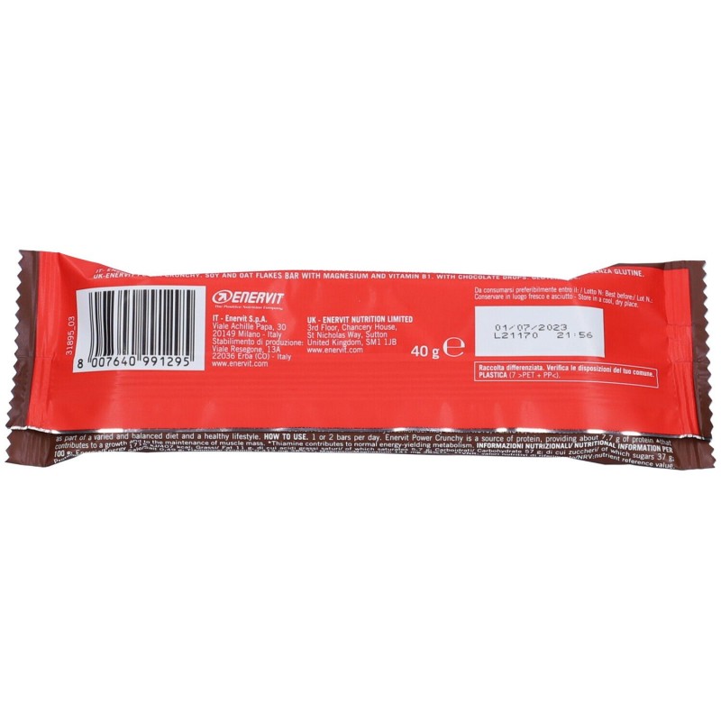 Dettaglio del packaging di Enervit Power Crunchy Cioko Barretta 40 Gr