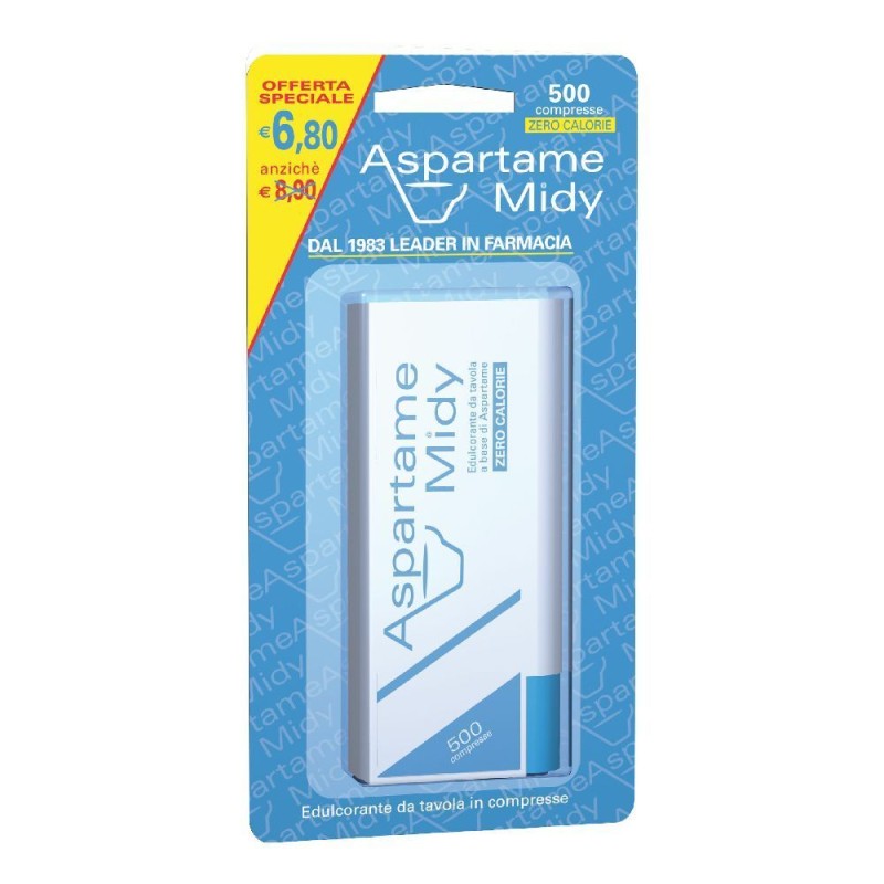 Scatola integra del prodotto Esi Aspartame Midy Dolcificante 500 Compresse Scatola integra del prodotto Esi Aspartame Midy Dolcificante 500 Compresse
