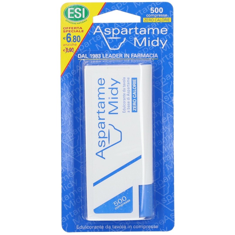 Foto esplicativa di Esi Aspartame Midy Dolcificante 500 Compresse Foto esplicativa di Esi Aspartame Midy Dolcificante 500 Compresse