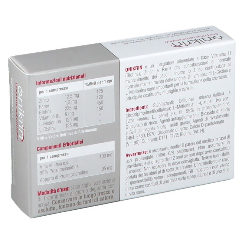 Confezione sigillata di Onikrin Integratore per Capelli 30 Compresse