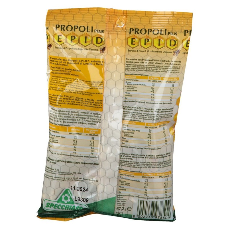 Primo piano di Specchiasol Epid Caramelle Gola Melissa, Limone e Menta 24 pezzi Primo piano di Specchiasol Epid Caramelle Gola Melissa, Limone e Menta 24 pezzi