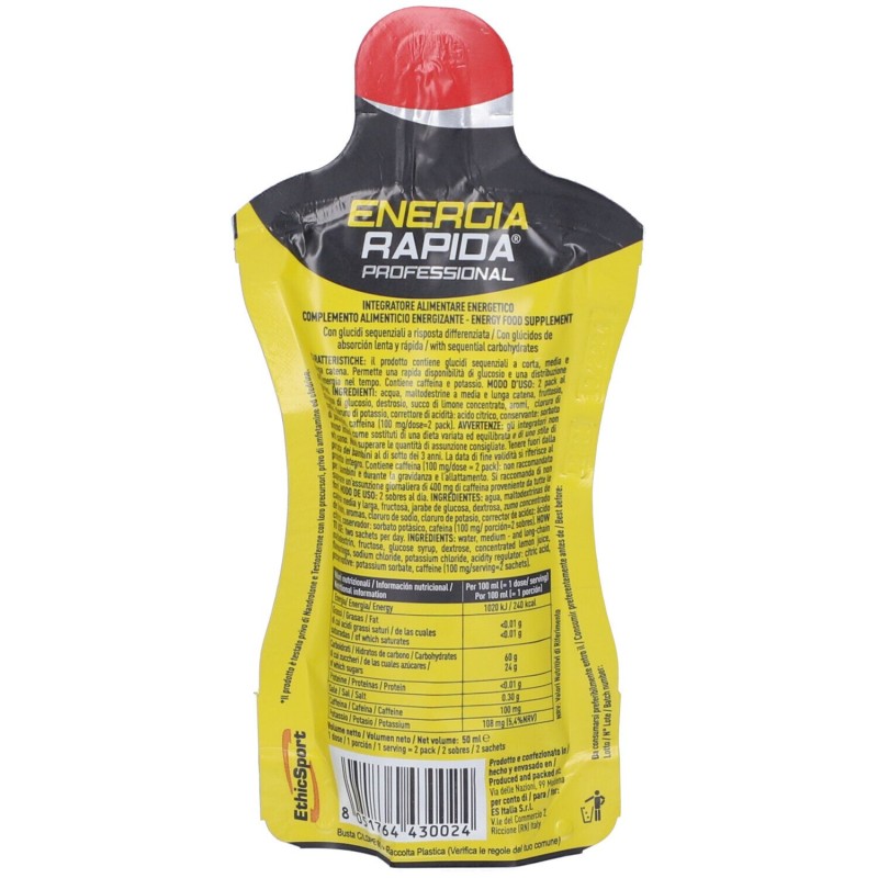 Pack ufficiale del prodotto Ethicsport Energia Rapida Professional Integratore per Stanchezza 50ml Pack ufficiale del prodotto Ethicsport Energia Rapida Professional Integratore per Stanchezza 50ml