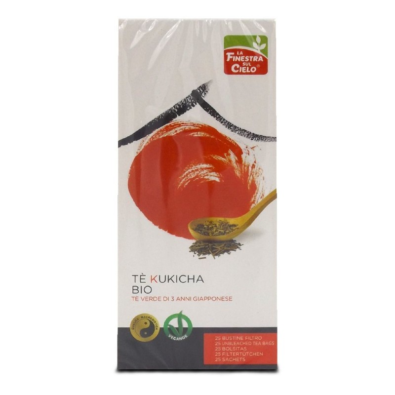 Dettaglio del packaging di TÈ KUKICHA BIO per Riduzione Teina 25 Bustine Filtro 42 g Dettaglio del packaging di TÈ KUKICHA BIO per Riduzione Teina 25 Bustine Filtro 42 g