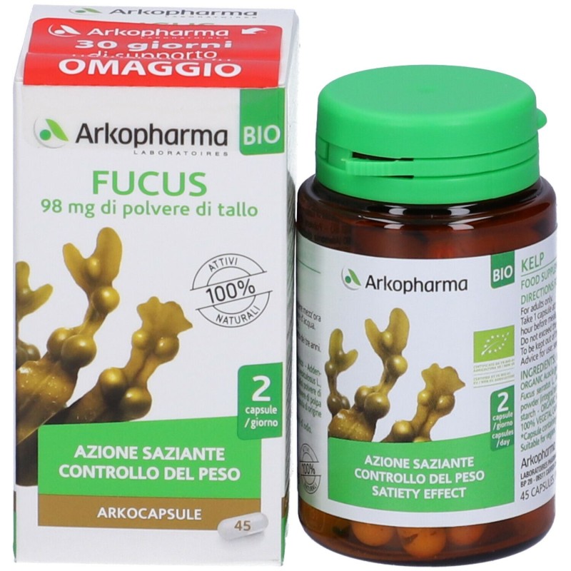 Dettaglio del packaging di Arkocapsule Fucus Integratore per Controllo del Peso 45 Capsule Dettaglio del packaging di Arkocapsule Fucus Integratore per Controllo del Peso 45 Capsule