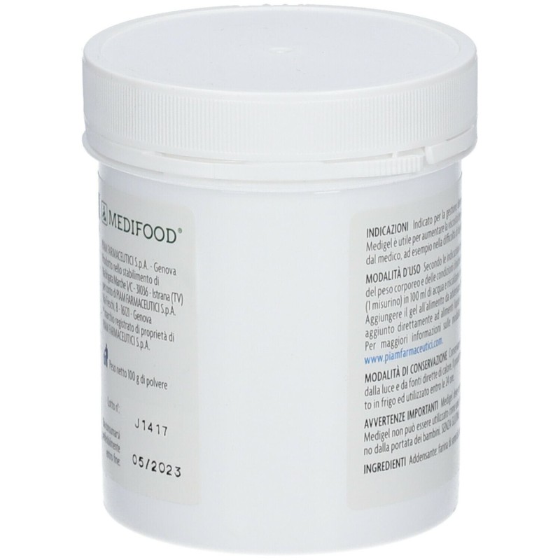 Packaging integro del prodotto Medigel per Aumentare Viscosità Alimenti Liquidi 100 g Packaging integro del prodotto Medigel per Aumentare Viscosità Alimenti Liquidi 100 g