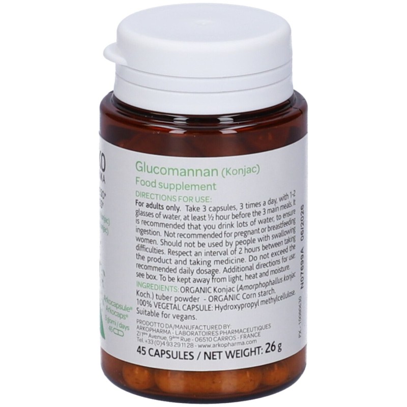 Scatola integra del prodotto Arkocapsule Glucomannano Integratore per Controllo della Fame 45 Capsule Scatola integra del prodotto Arkocapsule Glucomannano Integratore per Controllo della Fame 45 Capsule