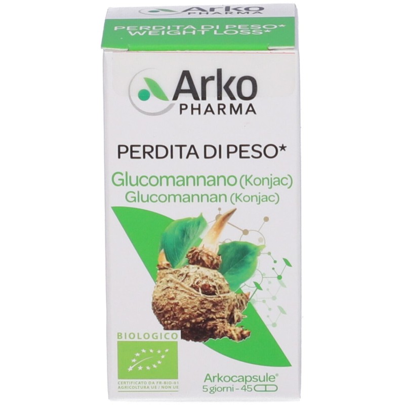 Scatola originale del prodotto Arkocapsule Glucomannano Integratore per Controllo della Fame 45 Capsule Scatola originale del prodotto Arkocapsule Glucomannano Integratore per Controllo della Fame 45 Capsule