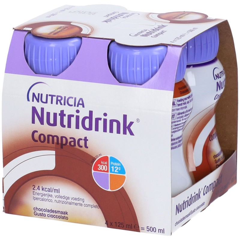 Scatola originale del prodotto Nutricia Nutridrink Compact Cioccolato Integratore Energetico 4X125ml Scatola originale del prodotto Nutricia Nutridrink Compact Cioccolato Integratore Energetico 4X125ml