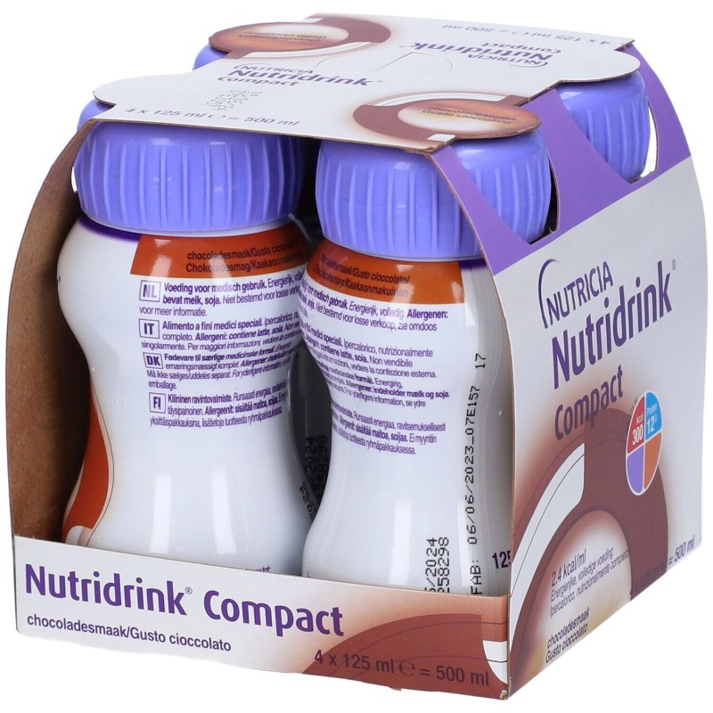 Packaging integro del prodotto Nutricia Nutridrink Compact Cioccolato Integratore Energetico 4X125ml Packaging integro del prodotto Nutricia Nutridrink Compact Cioccolato Integratore Energetico 4X125ml
