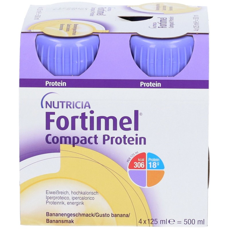 Foto esplicativa di Fortimel Compact Protein Banana Integratore Ricostituente 4 X 125ml Foto esplicativa di Fortimel Compact Protein Banana Integratore Ricostituente 4 X 125ml