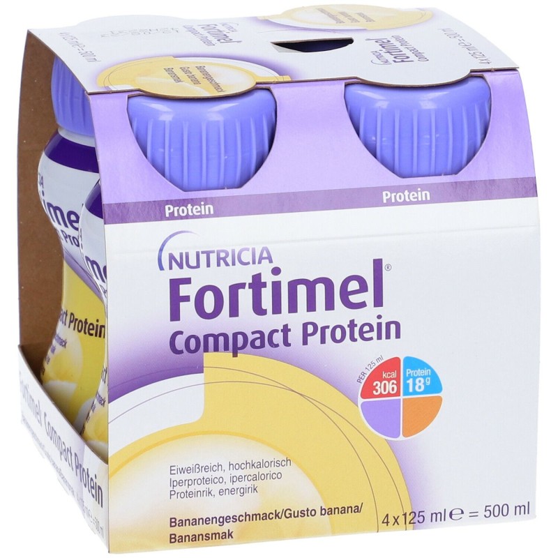 Packaging del prodotto Fortimel Compact Protein Banana Integratore Ricostituente 4 X 125ml Packaging del prodotto Fortimel Compact Protein Banana Integratore Ricostituente 4 X 125ml