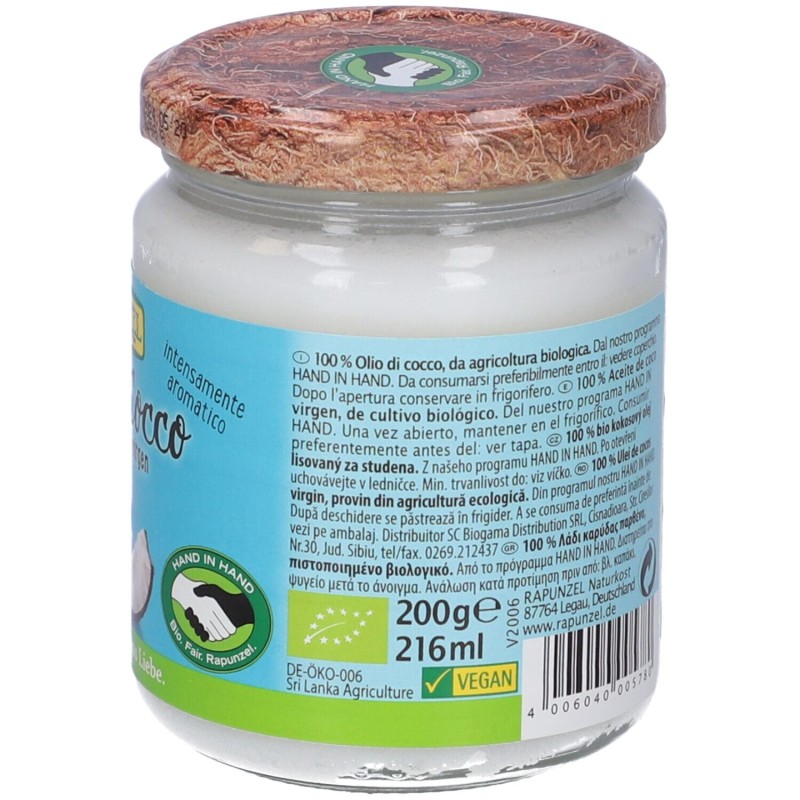 Scatola integra del prodotto Rapunzel Olio Di Cocco Integratore Ricostituente 200g Scatola integra del prodotto Rapunzel Olio Di Cocco Integratore Ricostituente 200g