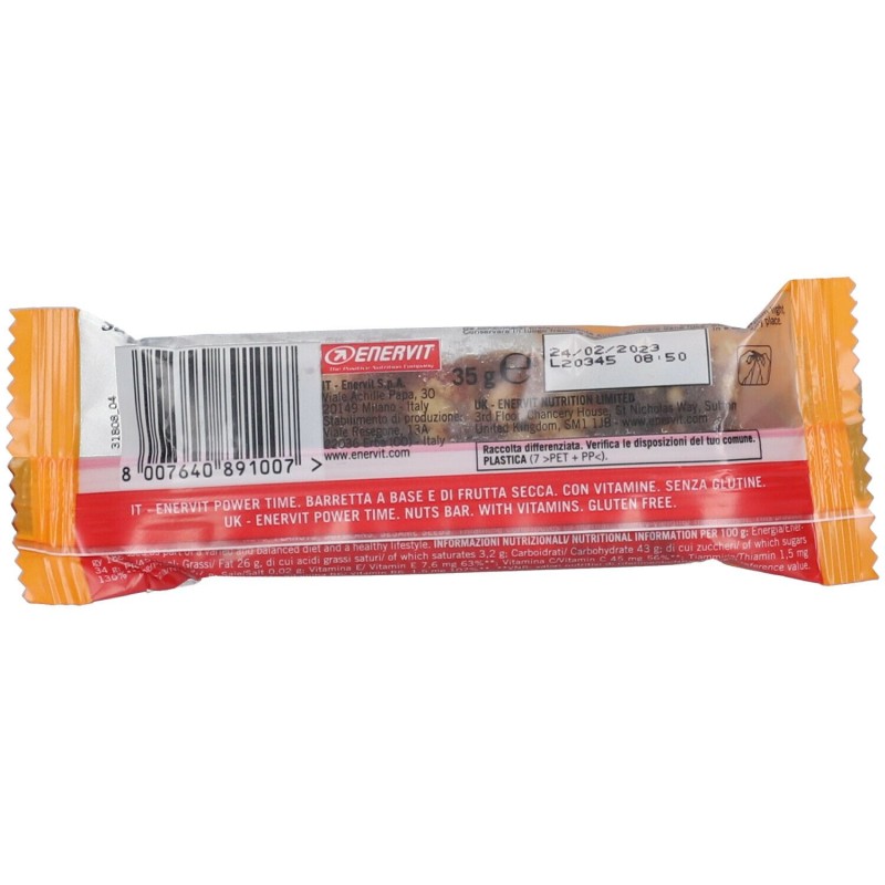 Aspetto del prodotto Enervit Power Time Frutta Barretta Energetica 1 Pezzo 35g