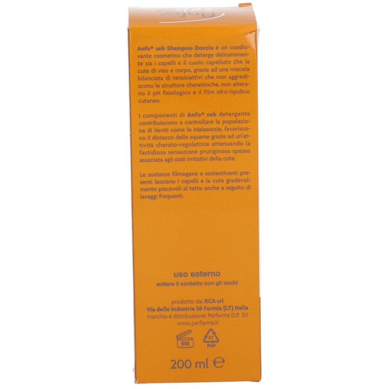 Packaging del prodotto Anfo Seb Shampoo Doccia Detergente 200ml Packaging del prodotto Anfo Seb Shampoo Doccia Detergente 200ml