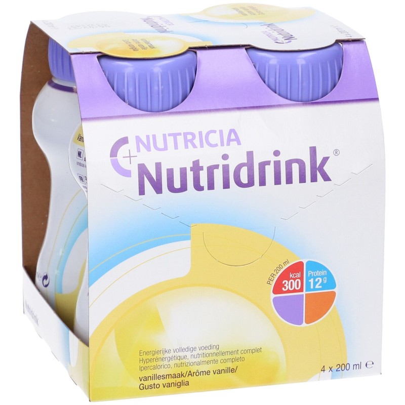 Foto illustrativa del packaging di Nutricia Nutridrink Vaniglia Supplemento Nutrizionale 4x200ml