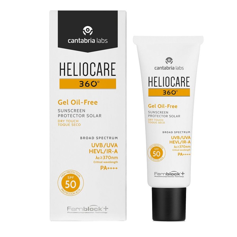 Scatola integra del prodotto Heliocare 360 Gel Oil Free Gel Solare SPF 50 50ml