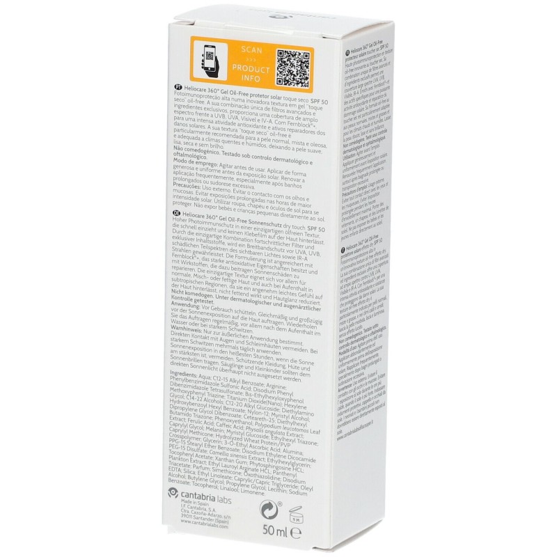 Visualizzazione chiara di Heliocare 360 Gel Oil Free Gel Solare SPF 50 50ml