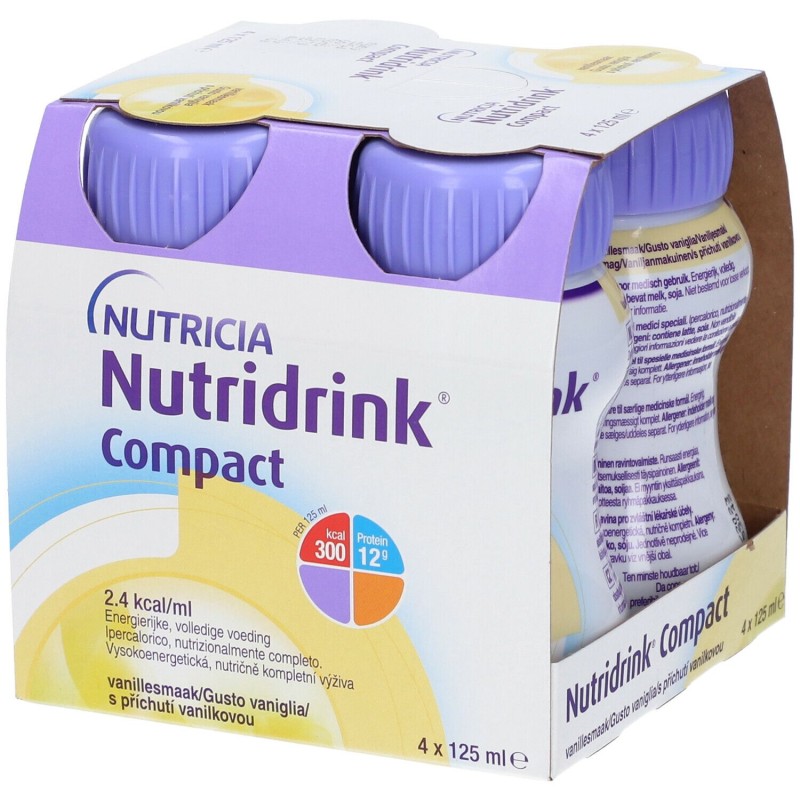 Pack ufficiale del prodotto Nutricia Nutridrink Compact Vaniglia Integratore Energetico 4X125ml Pack ufficiale del prodotto Nutricia Nutridrink Compact Vaniglia Integratore Energetico 4X125ml