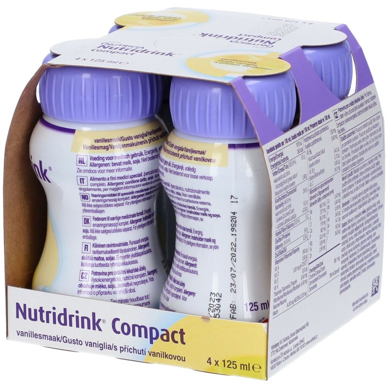 Foto esplicativa di Nutricia Nutridrink Compact Vaniglia Integratore Energetico 4X125ml Foto esplicativa di Nutricia Nutridrink Compact Vaniglia Integratore Energetico 4X125ml